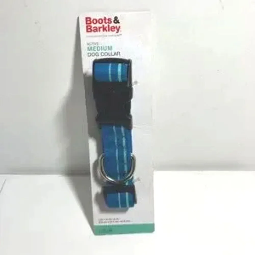 Dog Collar Blue with Teal Stripes by Boots & Barkley Medium and Red Nylabone NEW